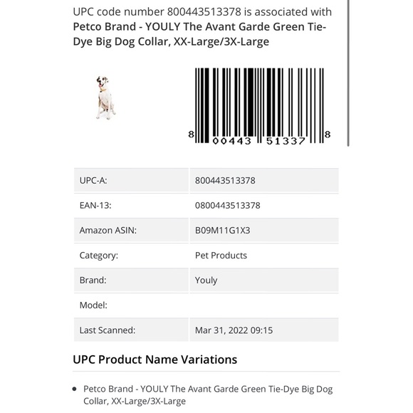 NWOT Youly The Avant Garde XXL/XXXL Green Tie Dye Dog Collar| 27-32” Neck Meas. - Picture 12 of 13